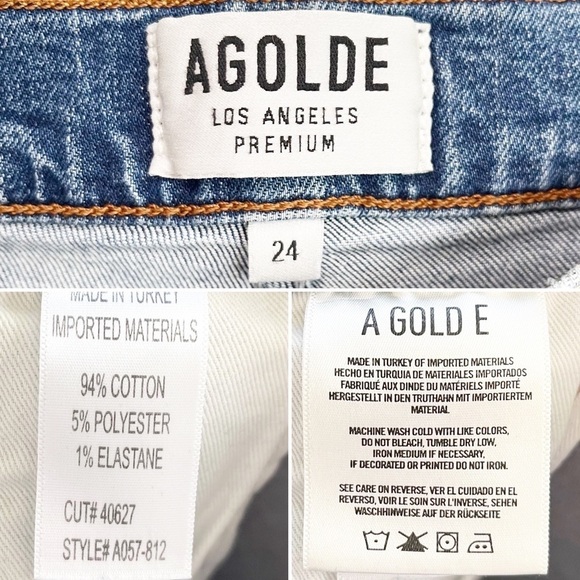 AGOLDE Ruby Super High Rise Slim Straight Jeans Two Tone Distressed 24 - Picture 8 of 8